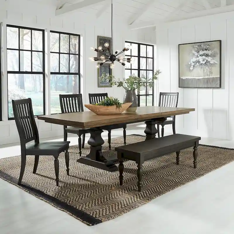 Harvest Home Chalkboard 6 Piece Trestle Table Set