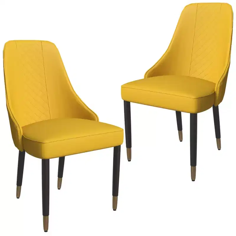 LeisureMod Allure Modern Dining Chairs Set of 2, Upholstered Seat and Back with Solid Wood Legs, Contemporary Side Chairs for Kitchen or Dining Room