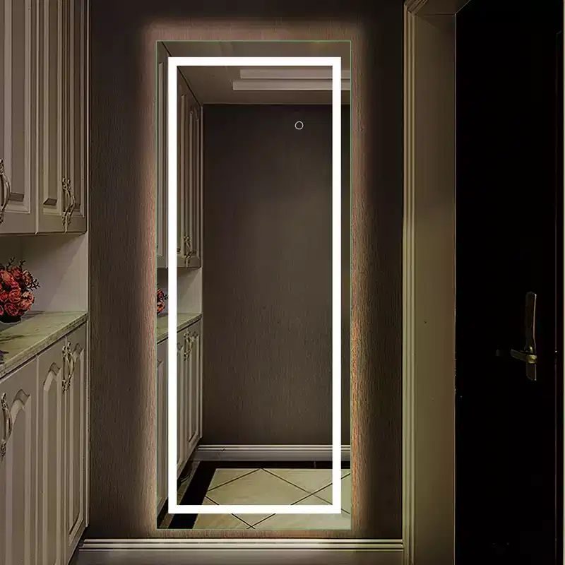Dovelina LED Rectangle Full Body Mirror Floor Mirror Freestanding Mirror - 63x16,Silver