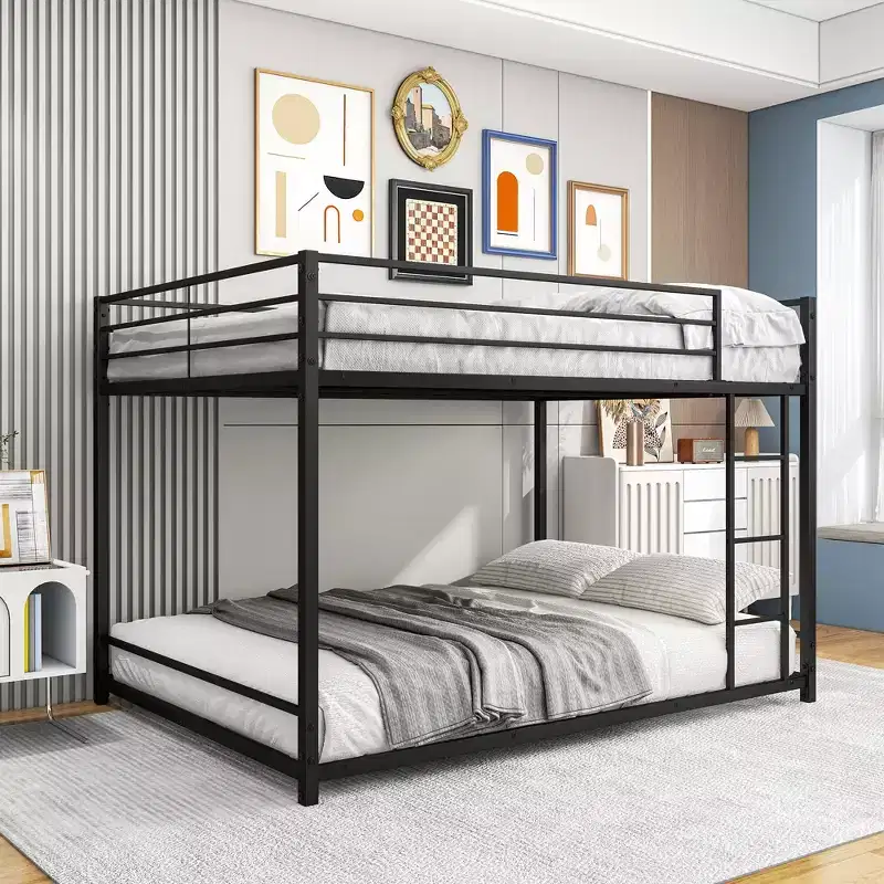 MAYEERTY Full Over Full Metal Bunk Bed with Safety Guard Rails, Heavy Duty Space-Saving Design for Bedroom