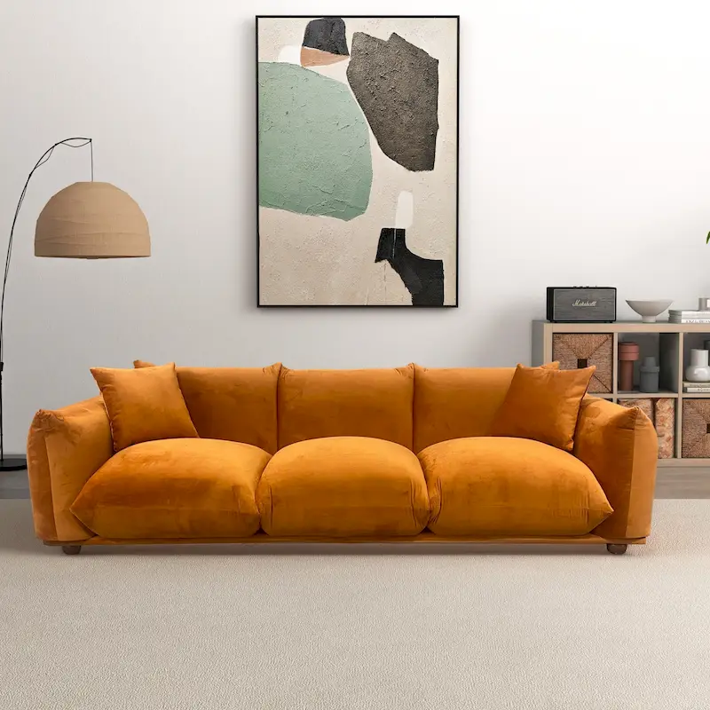 Arten Mid-Century Modern Luxury Boucle/Velvet Couch