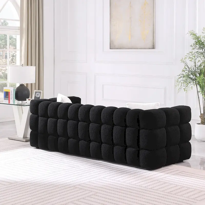 Modern 84.3 Boucle 3-Seater Sofa with Pillows