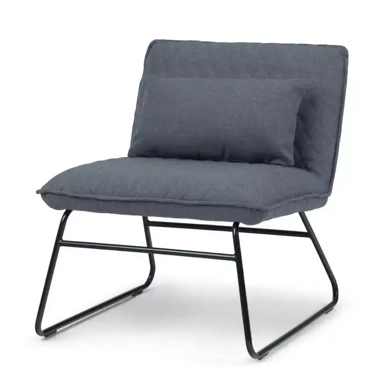 25" Cohan Accent Chair with Lumbar Pillow Gray - Wyndenhall: Contemporary Armless Upholstered Seat, Metal Frame