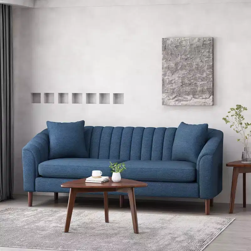 Contemporary 3-Seater Upholstered Sofa with Tufted Channel Stitch Design