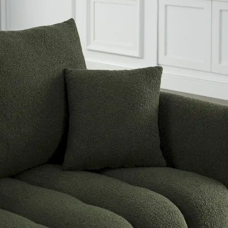 82 in Teddy Fabric Sofa Couch with 3 Back Pillows and 3 back Cushions Solid Wood Frame