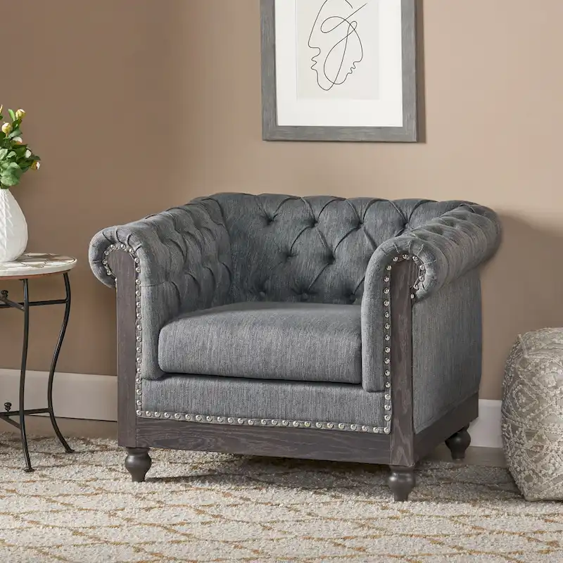 Castalia Chesterfield Tufted Club Chair by Christopher Knight Home - 39.00 L x 33.50 W x 28.00 H