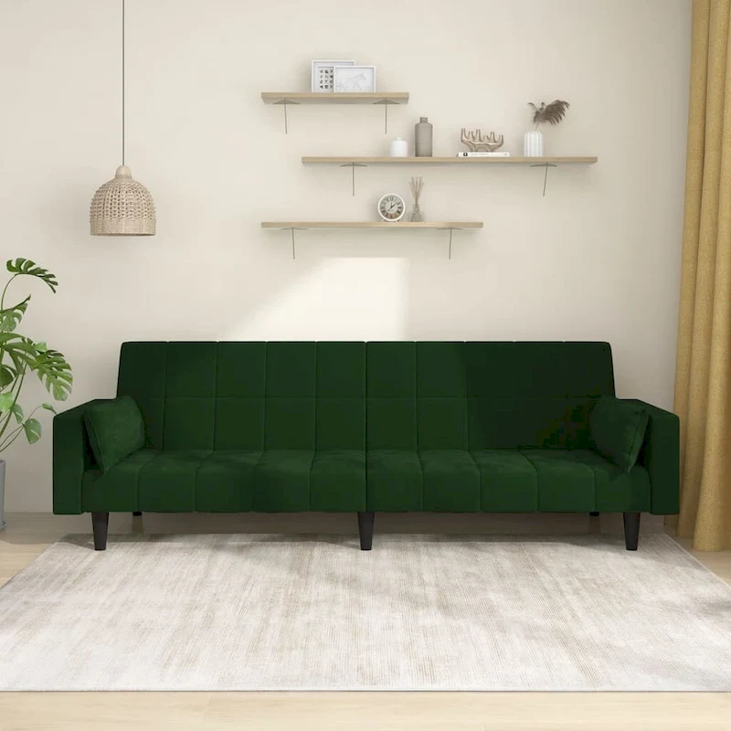 vidaXL 2-Seater Sofa Bed Upholstered Convertible Sleeper Sofa Couch Velvet - 86.6 x 33.3 x 27.2