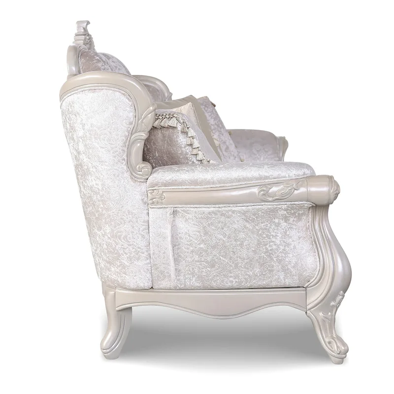 Furniture of America Clarissa Traditional Sofa Set with Button Tufted Back and Accent Pillow