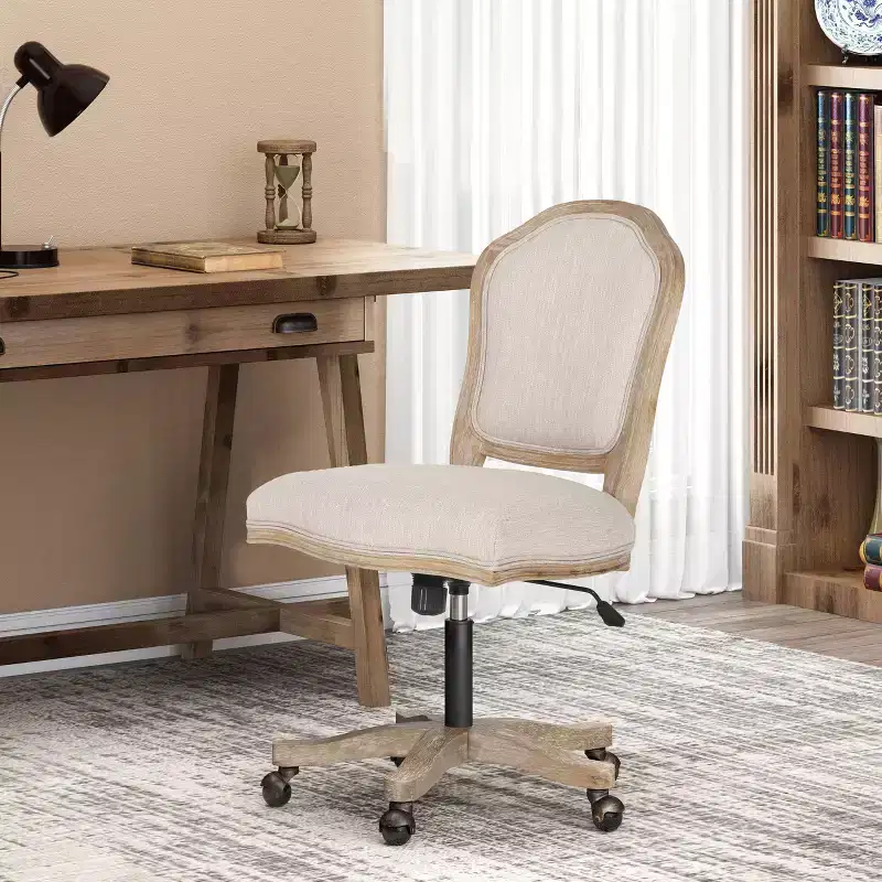 French Country Upholstered Swivel Office Chair
