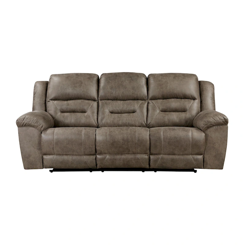 Henry 92 Inch Dual Manual Recliner Sofa Brown Microfiber, Solid Wood, Metal