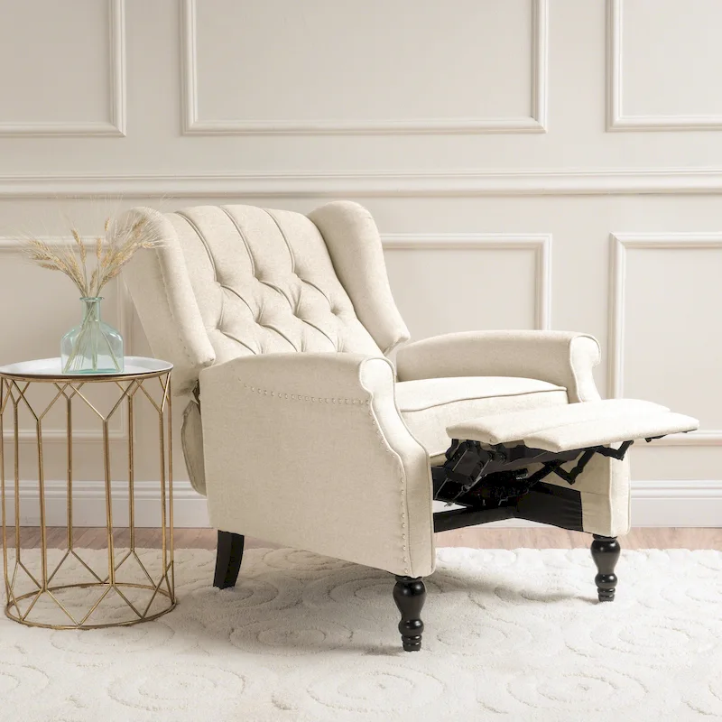 Walter Tufted Fabric Wingback Recliner Club Chair by Christopher Knight Home