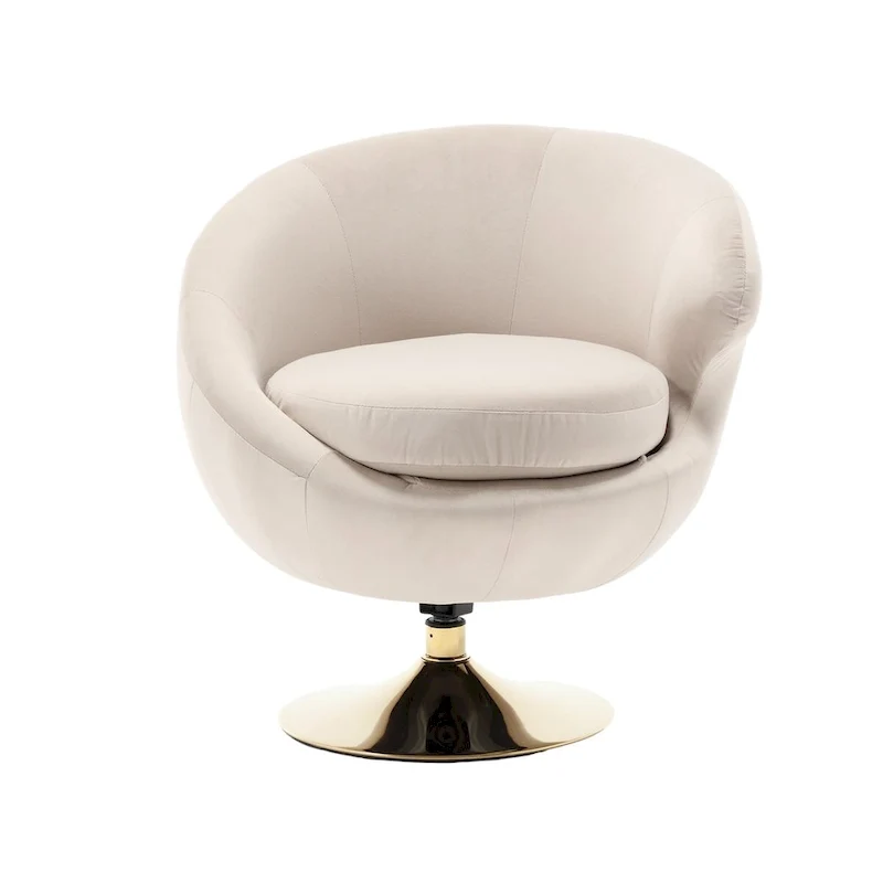 HOMEFUN Velvet 360 Degree Swivel Right Cuddle Barrel Accent Chairs