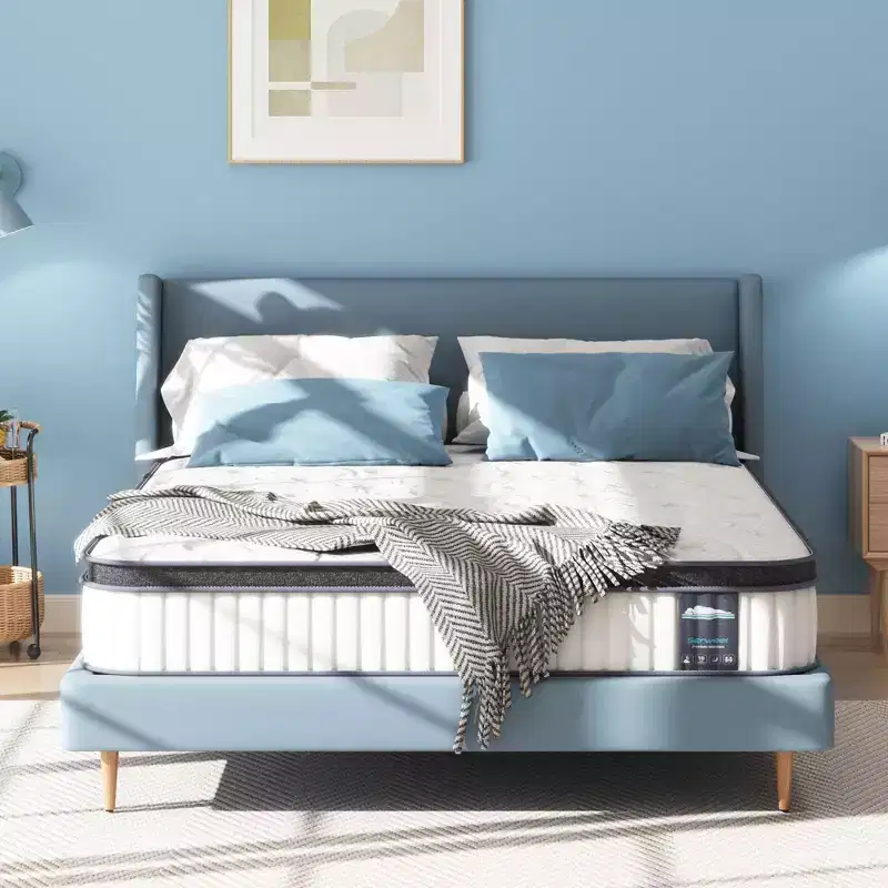 Serweet 14 inch Breathable Hybrid Mattress - Compatible with Platform Bed, Box Spring, or Slat Base