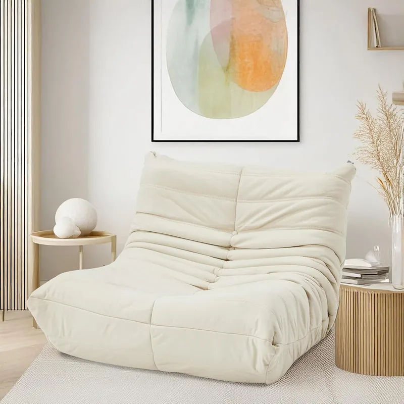 Memory Foam Bean Bag Floor Chair, Faux Leather Lounger for Adults & Kids, 5 Colors