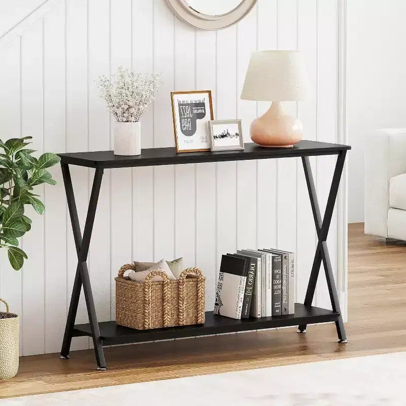 2 - Tier Narrow Console Table, Small Entryway Table, Display Table with Shelves, Sofa Table for Living Room Hallway Entryway Foyer