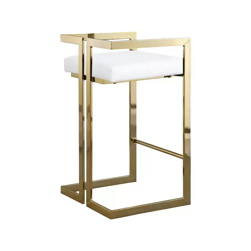 Meridian Furniture,Ezra White Vegan Leather Stool, Set of 2