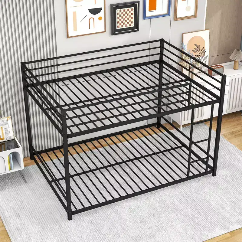 MAYEERTY Full Over Full Metal Bunk Bed with Safety Guard Rails, Heavy Duty Space-Saving Design for Bedroom