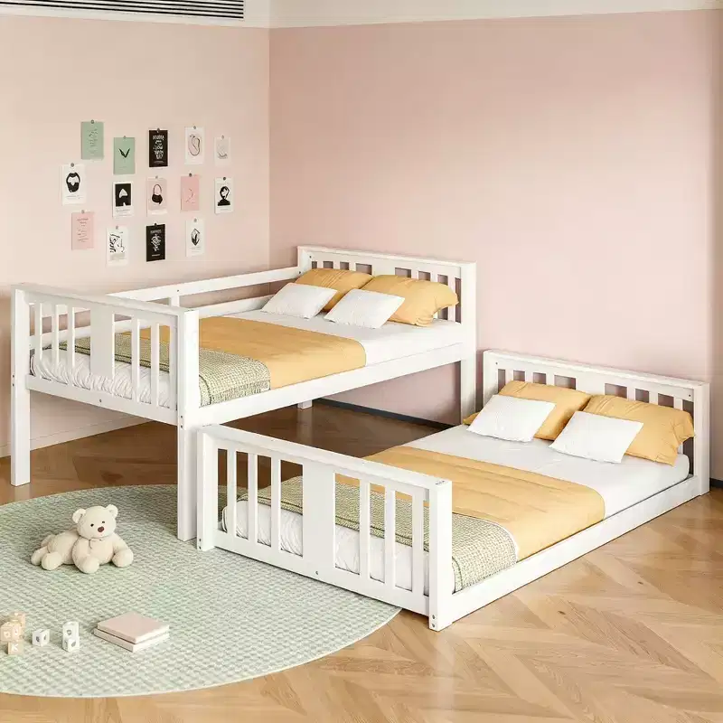 Luxystar Twin Over Twin Wood Bunk Bed for Kids' Room