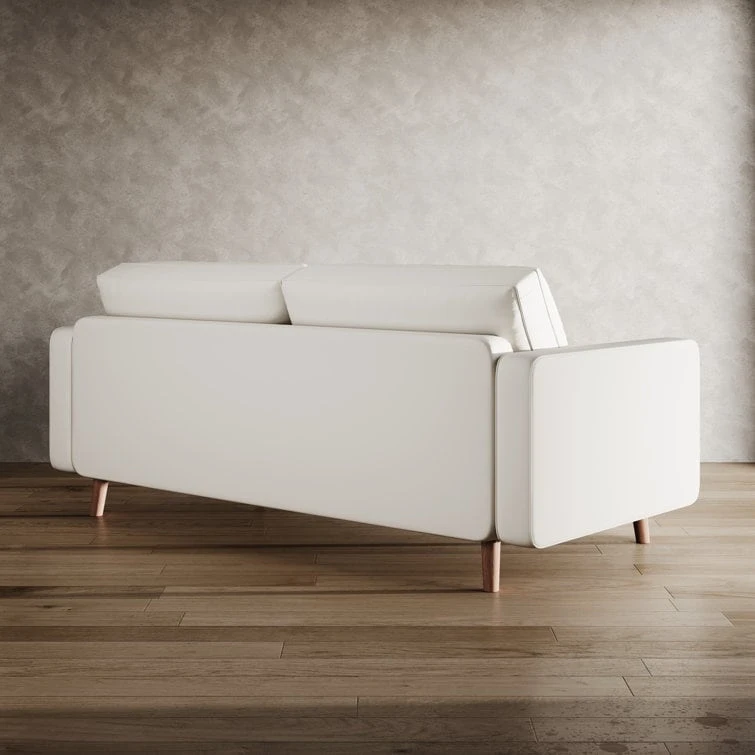 Stateside Upholstered Leather Square Arm Sofa Couch 70