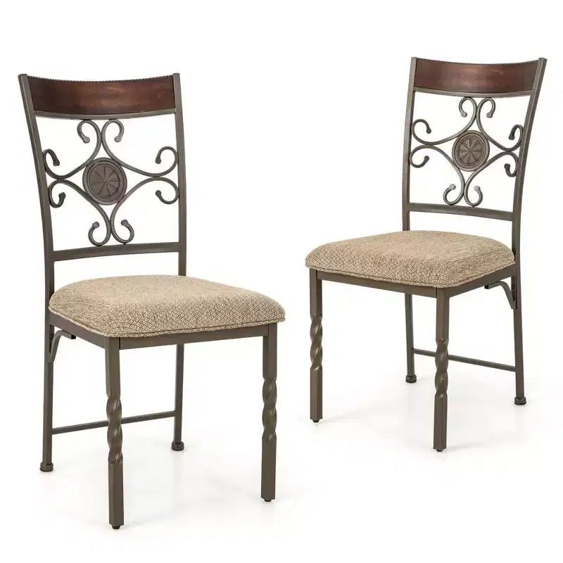 Costway Set of 2/4 Dining Room Chairs Armless Kitchen Chairs Set with Seat Cushion