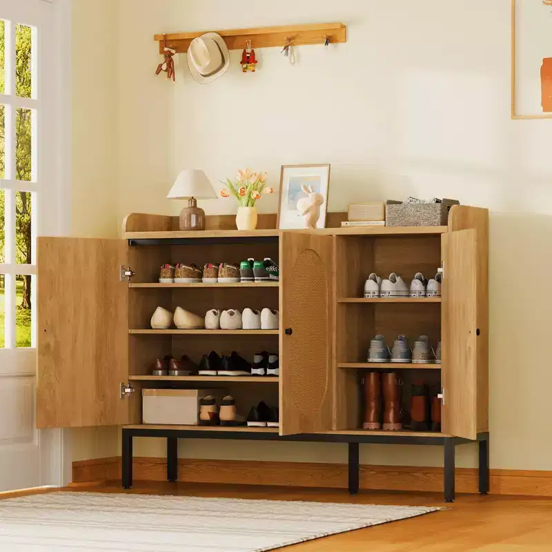 Sleek Entryway Shoe Cabinet  28-Pair Storage Organizer with Adjustable Shelf & Wall-Mount Safety  Modern Narrow Design for Hallways/Apartments