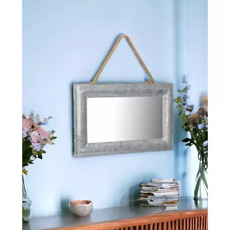 9 Silver Metal Framed Accent Mirror