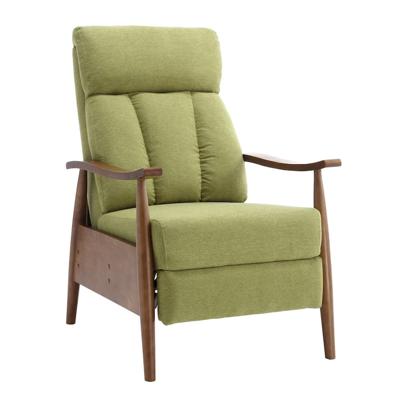 HOMEFUN Linen/Leather/Microsuede Upholstered Wood Frame Adjustable Recliner Lounge Armchair