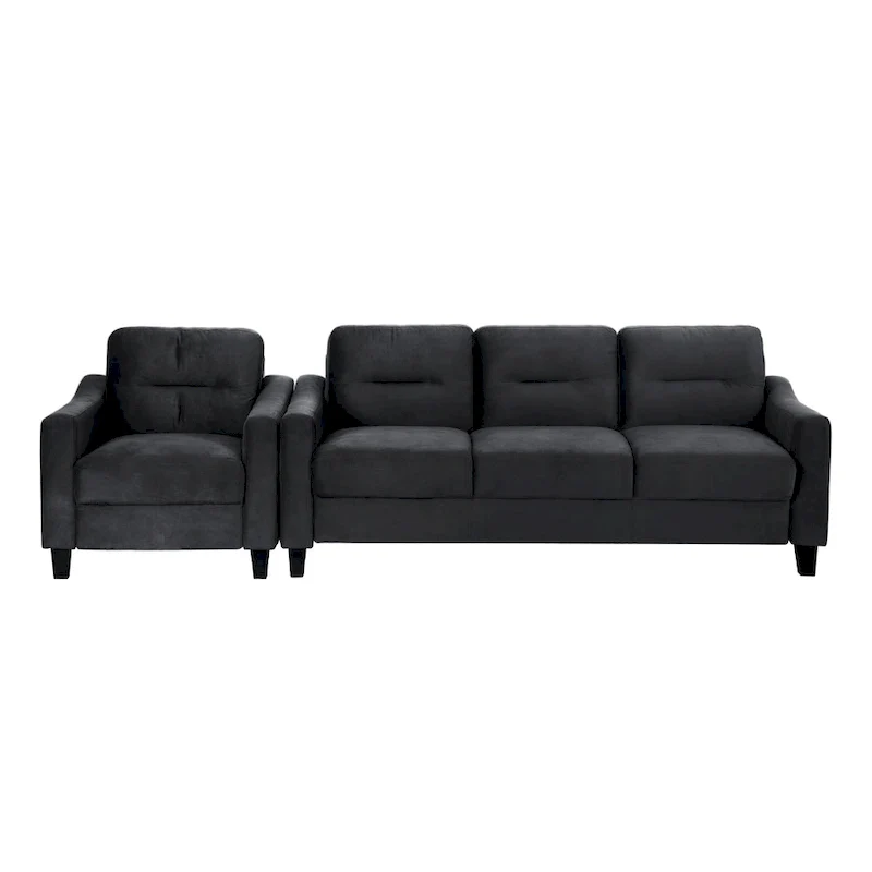 Black Modern 32.2 Upholstered Accent Chair with Sturdy Hardwood Frame and Soft Cushion