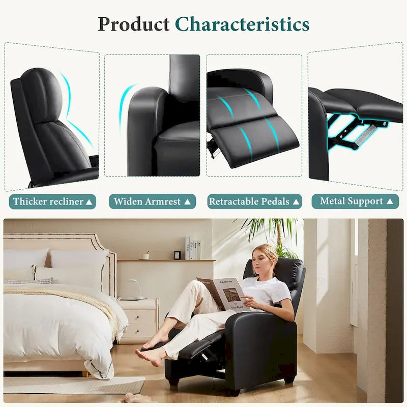 Massage Recliner Push Back Reclining Chair Home Theater Recliner Armchair