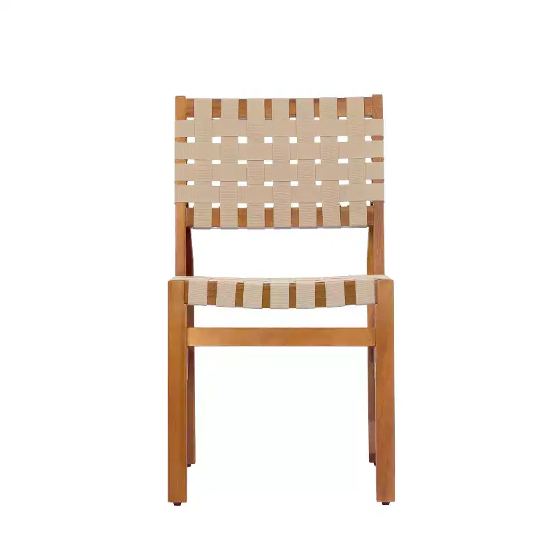 Christopher Knight Home Prasert Modern Acacia Wood Patio Side Chairs with PE Woven Rope (Set of 2)