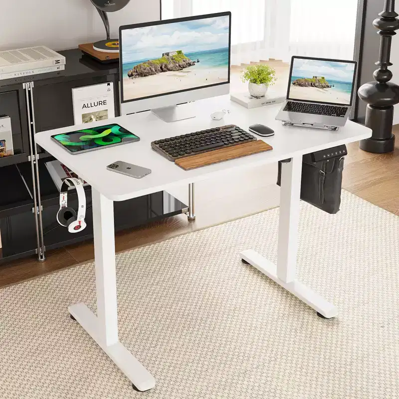 40 x 24-inch Electric Height-Adjustable Standing Desk with Splice Board, Sit-Stand Home Office Desk