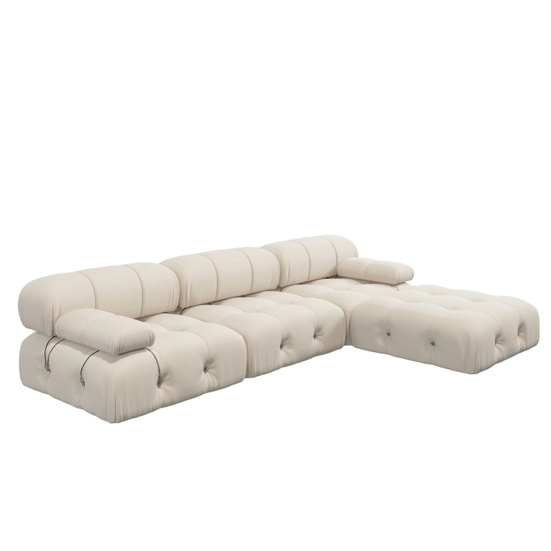104 Wide Velvet Reversible Modular Sofa & Chaise with Ottoman