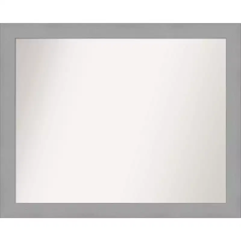 32" x 26" Non-Beveled Brushed Nickel Wall Mirror - Amanti Art: Modern Rectangular Decorative Mirror