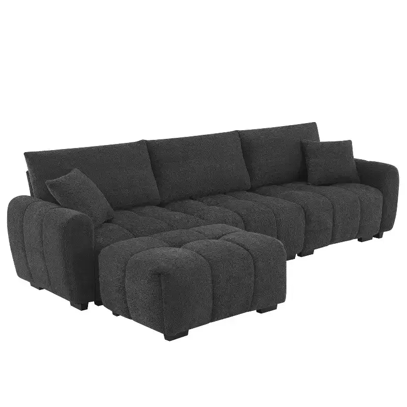 Merax L-Shaped Sectional Sofa with Free-Moving Ottoman