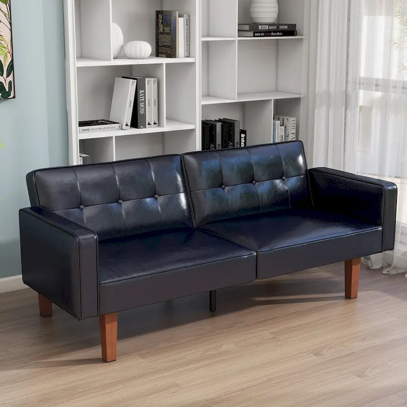 68 in. Twin Size Convertible Sofa Bed Couch w/ Tufted Adjustable Backrest, 5 Colors Optional - 22.44D x 68.11W x 28.74H