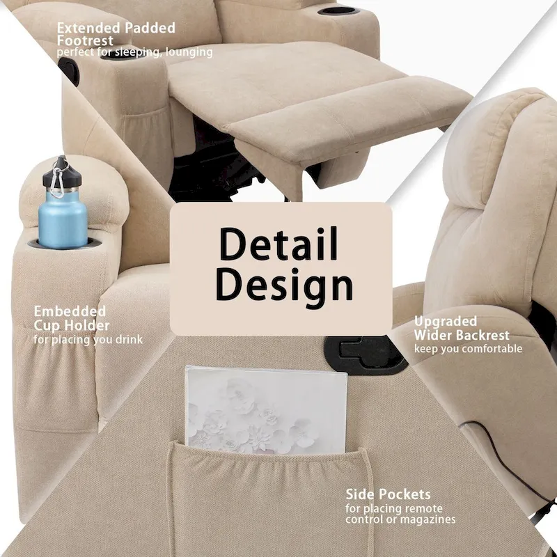 Homall Massage Recliner Chair Swivel Fabric Living Room Sofa