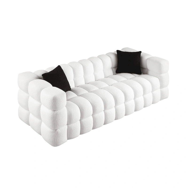 Modern 84.3 Boucle 3-Seater Sofa with Pillows