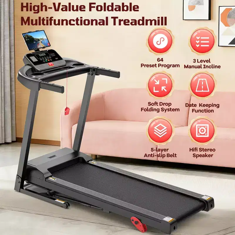 Clearance 4-in-1 Treadmill with 12% Incline, Portable Foldable Treadmills for Home and Office, 3.5 HP Quiet Treadmill