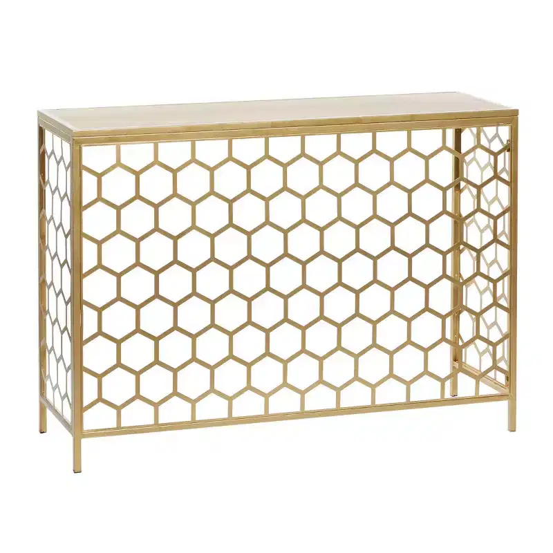 Gold Iron Beehive Pattern Console Table – 42