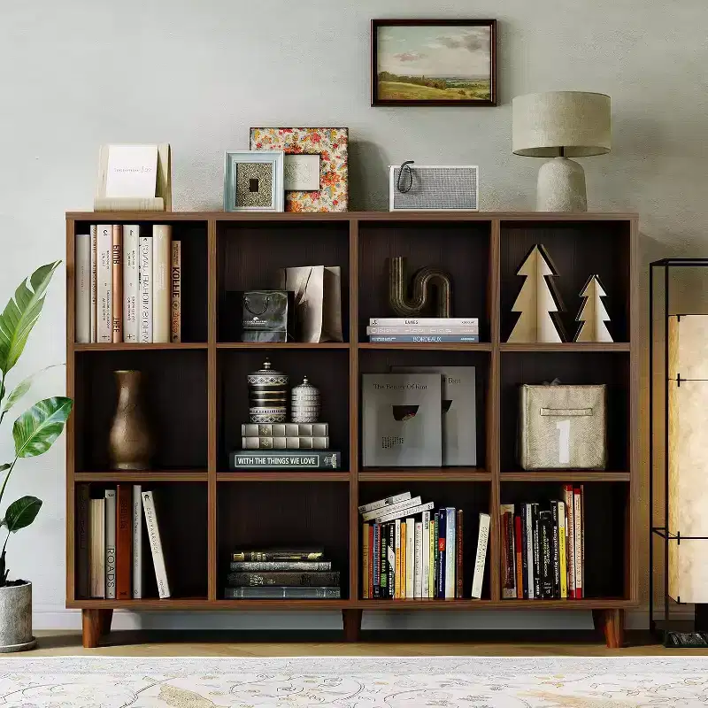 Freestanding Cube Bookshelf Organizer, Leg Base Open Bookcase, Modern Storage Shelf for Home Office, Living Room & Bedroom