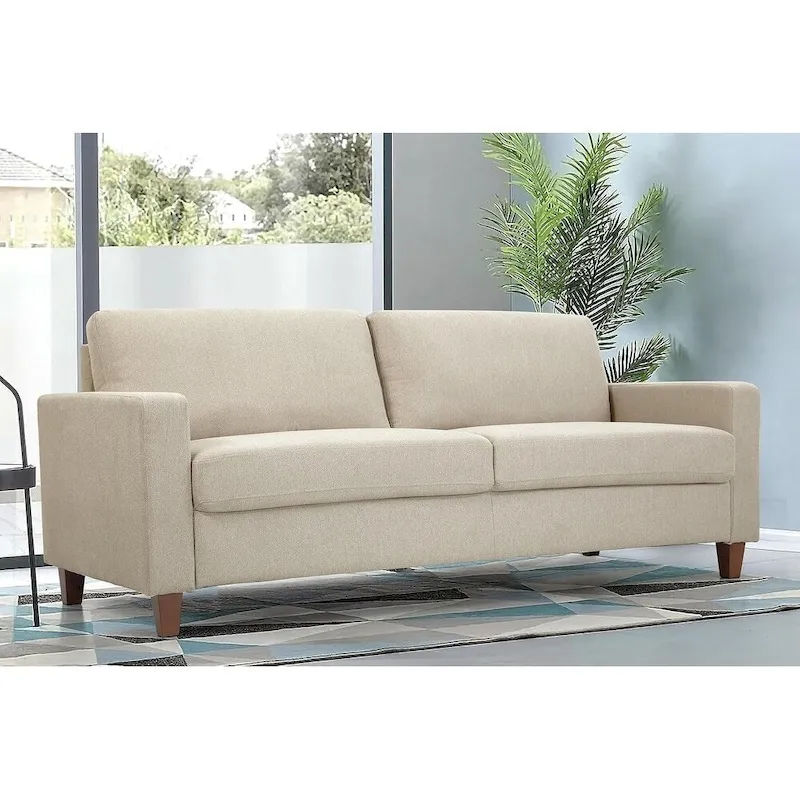 Miles Mid Century Modern Couch 3 Seater Sofa with Reversible Back Pillows Large