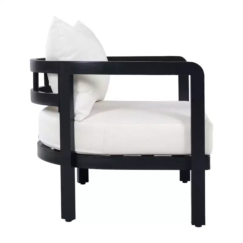 Christopher Knight Home Miguel Modern Aluminium Patio Accent Chair with Curved Backrest and Cushion