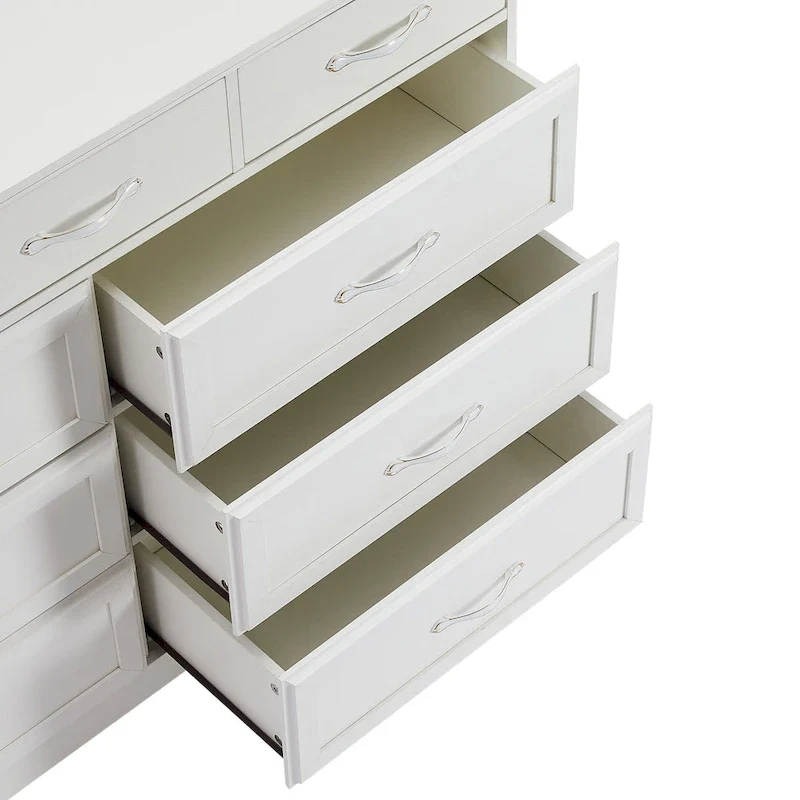 Bedroom Dresser, 9 Drawer Long Dresser with Antique Handles, Wood Chest of Drawers for Kids Room, Living Room, Entry and Hallway