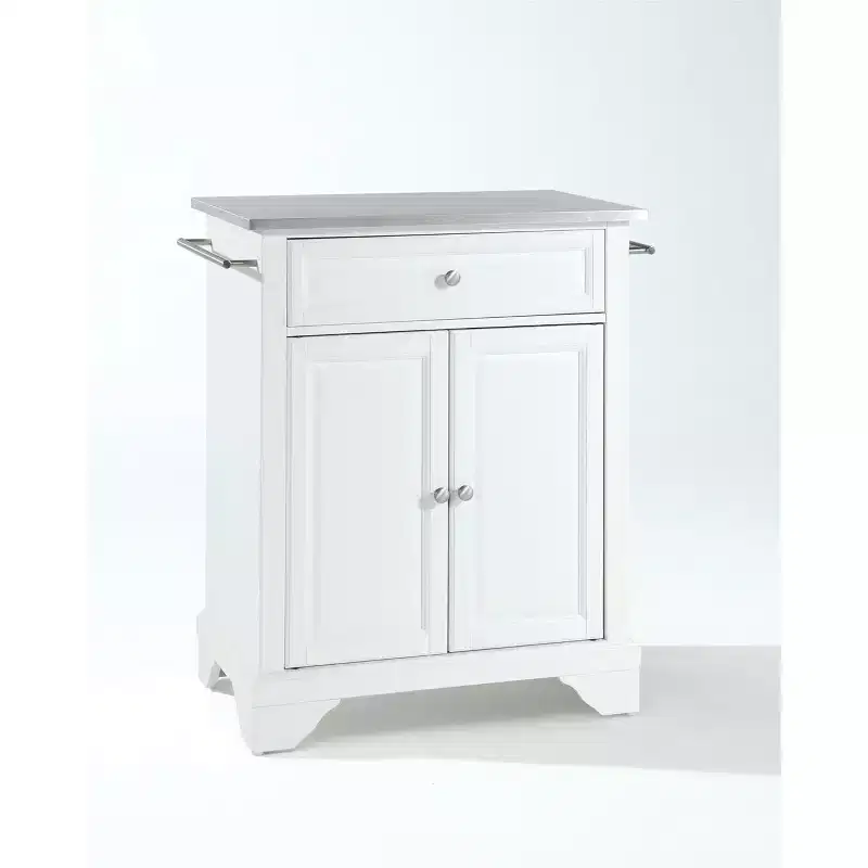 Granite Top Small Portable Rolling Kitchen Island Storage Cart, Microwave Stand, White