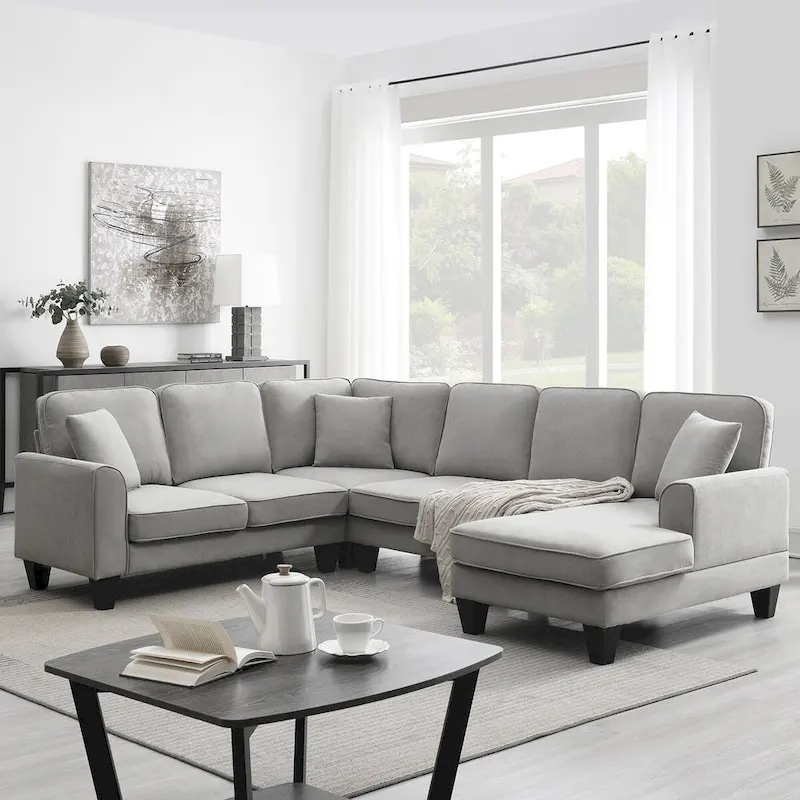 Velvet L-Shaped Sectional Sofa 89