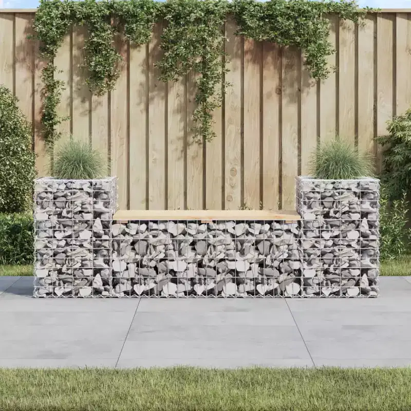 Garden Bench Natural Wood Solid Pine Wood Large Planters
