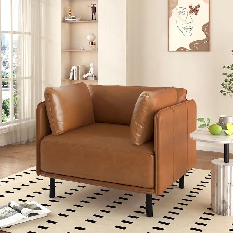 Daphne Faux Leather Lounge Chair by Christopher Knight Home