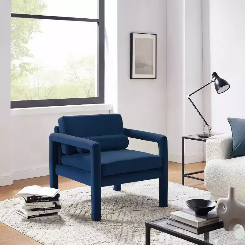 Art Leon Velvet Accent Chair, Modern Armchair for Living Room, Stylish Upholstered Single Sofa