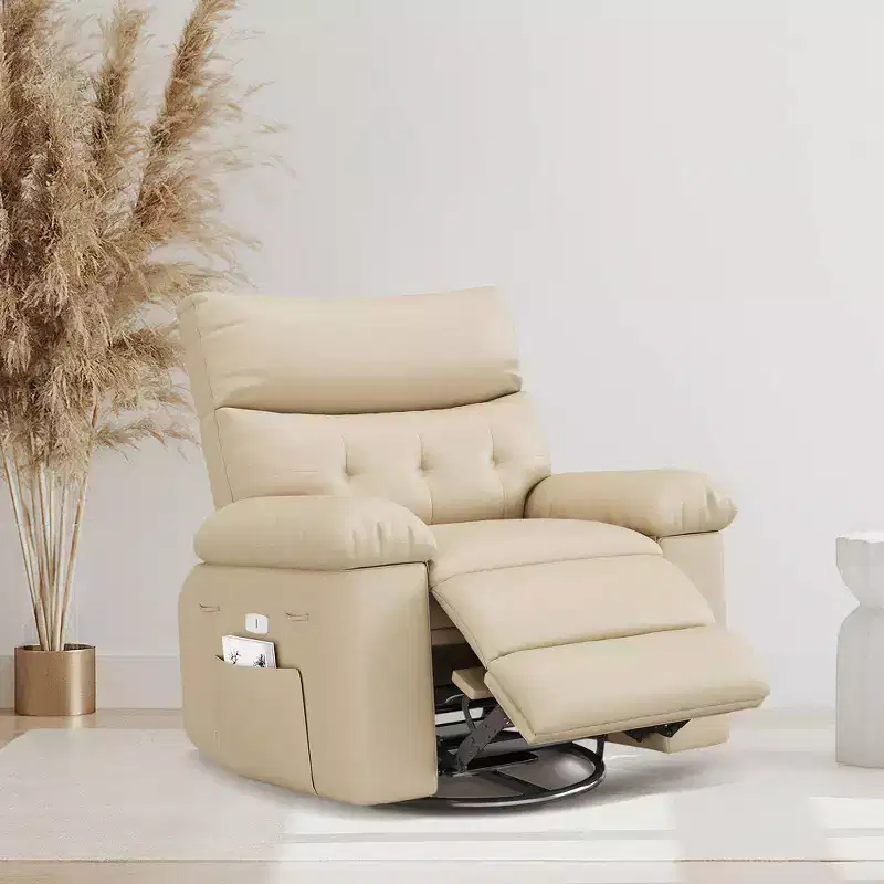 Extra Wide Swivel Rocking Recliner Chair with Massage, Upholstered Glider