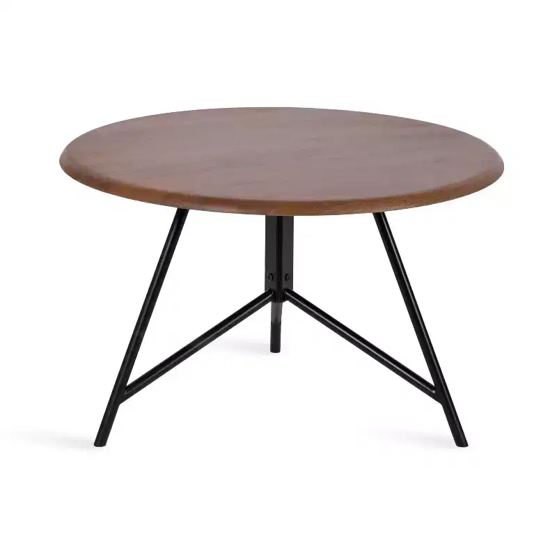 Kate and Laurel Pallson Round Wood Coffee Table, 28x28x18, Walnut Brown and Black
